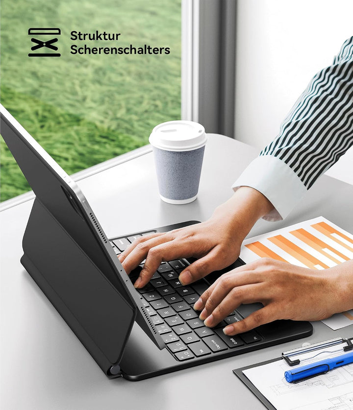 Earto iPad Pro 12,9 Tastatur 2022, Magnetische Freischwebende Tastatur Hülle mit Touchpad, 7-Farbige