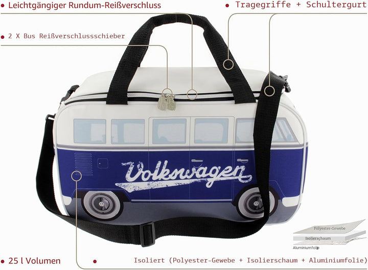 BRISA VW Collection - Volkswagen isolierte Kühl-Wärme-Thermo-Picknick-Lunch-Tasche-Box für Lebensmit