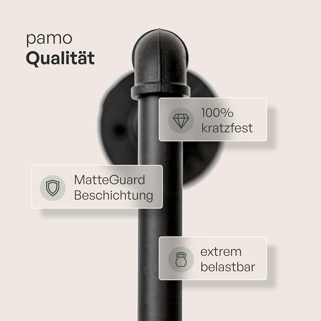 pamo Kleiderstange Wandmontage 460 kg Traglast - offener Kleiderschrank industrial schwarz aus Metal
