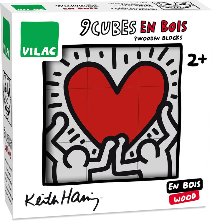 Vilac 9227 Keith Haring Würfelset 9 Stück, Mehrfarbig