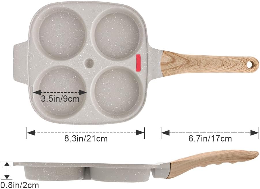 Bobikuke Spiegeleipfanne, Pancake Pfanne 4 Loch Augenpfanne Antihaft-Aluminium Pfanne für Frühstück