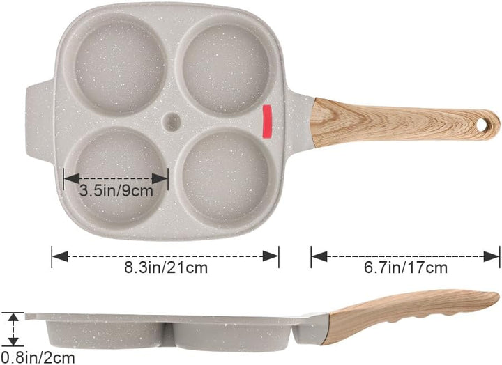 Bobikuke Spiegeleipfanne, Pancake Pfanne 4 Loch Augenpfanne Antihaft-Aluminium Pfanne für Frühstück