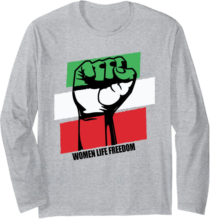 Iranische Flagge Women Life Freedom Support Retro Langarmshirt