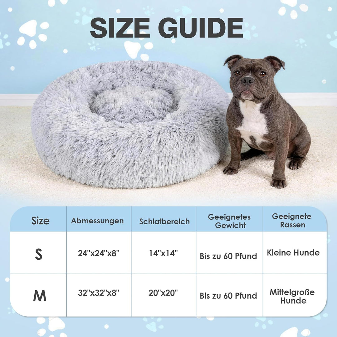 Donut-Hundebett, 60 cm Rundes Haustierbett, Waschbarem Bezug und Schaumstofffüllung für Hunde und Ka