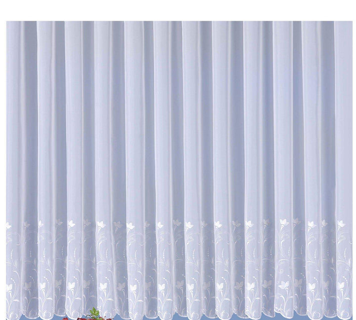 Voile-Fertigstore Cosima, mit Stickerei, Kräuselband-Aufhängung, transparent, Farbe weiss Grösse HxB