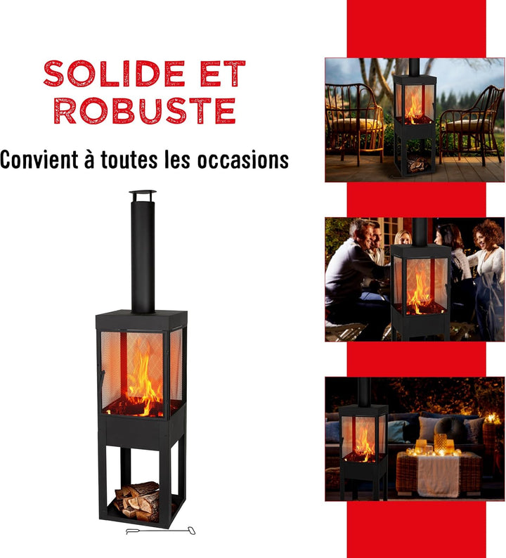 BBQ Collection Terrassenofen mit Schornstein - Gartenkamin mit Funkenschutz - Feuerstelle für den Ga
