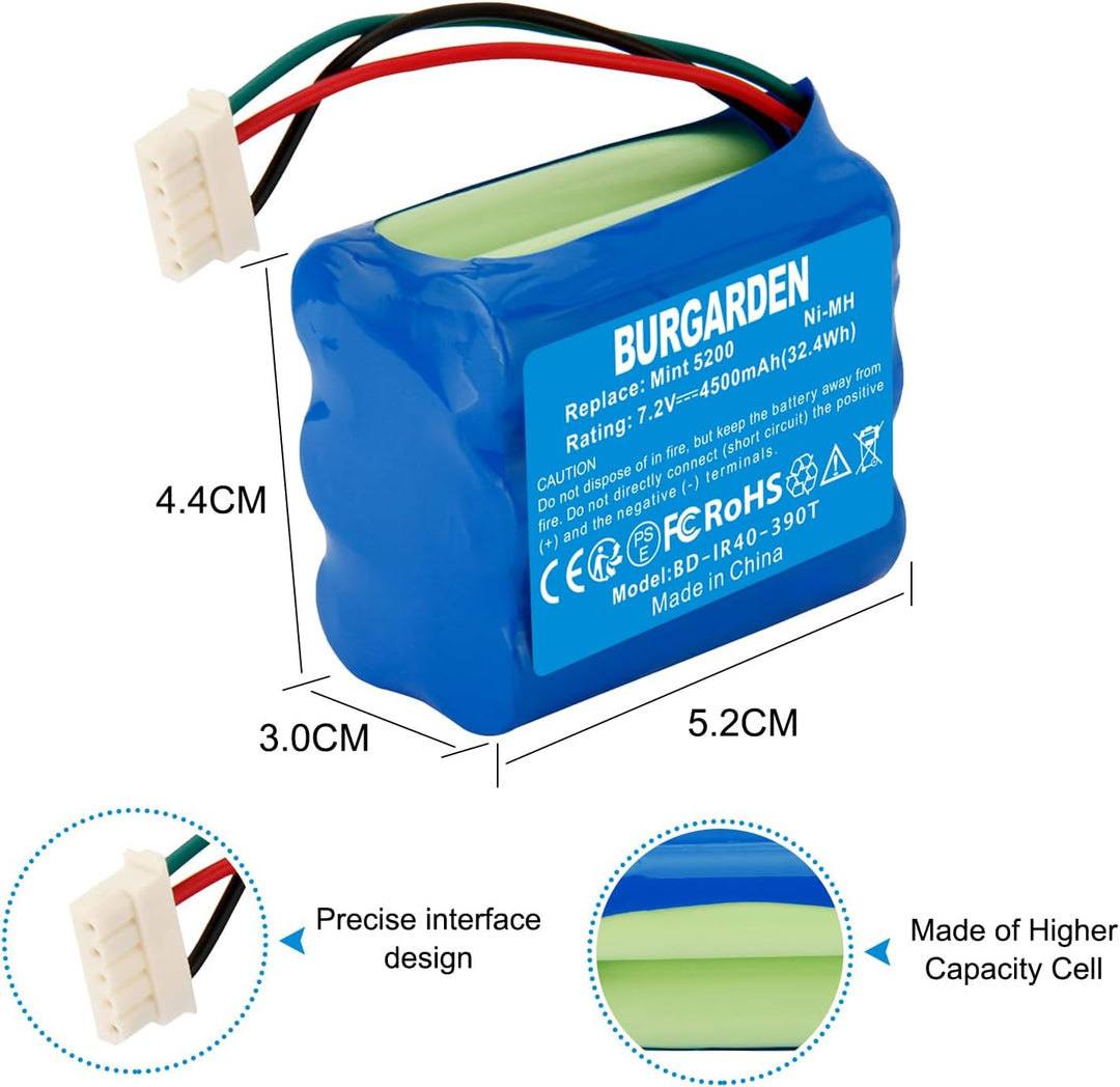 7.2V 4500mAh NI-MH akku Wiederaufladbar, Ersatz-akku für 380, 380T, 390T, Kompatibel mit Mint 5200 5