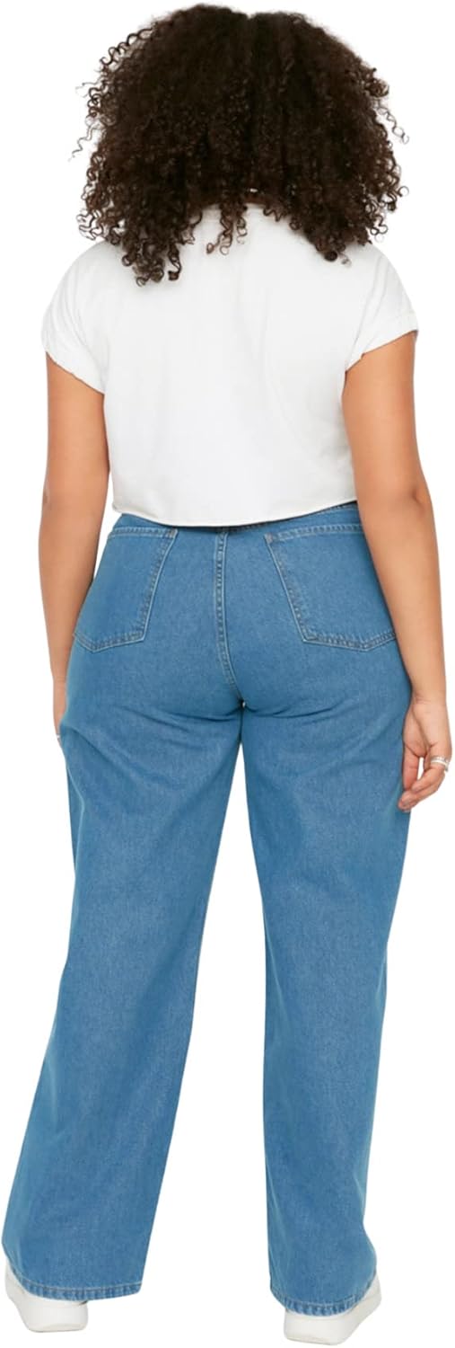 TRENDYOL Damen High Waist Plus Size Jeans 42 Hellblau, 42 Hellblau