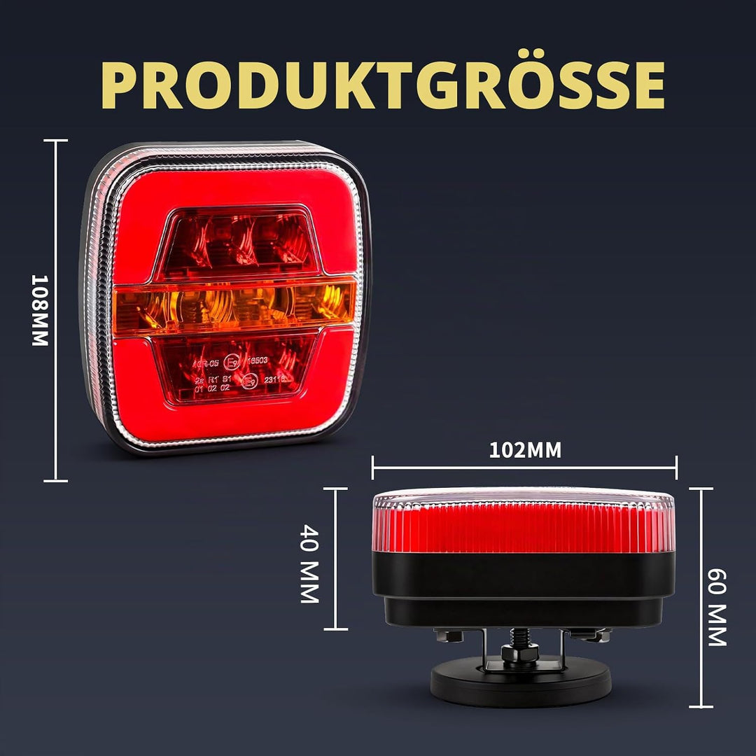 Qiping 2 Pack Kabelloss Anhängerbeleuchtung LED Magnetische Rückleuchten Wireless Magnetfuss Rücklic
