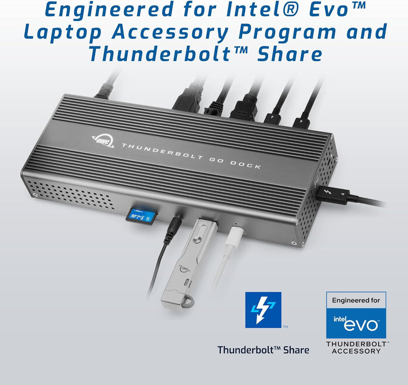 OWC Thunderbolt Go Dock, 11 Anschlüsse, integriertes Netzteil, 90 W Ladegerät, kompatibel mit Thunde