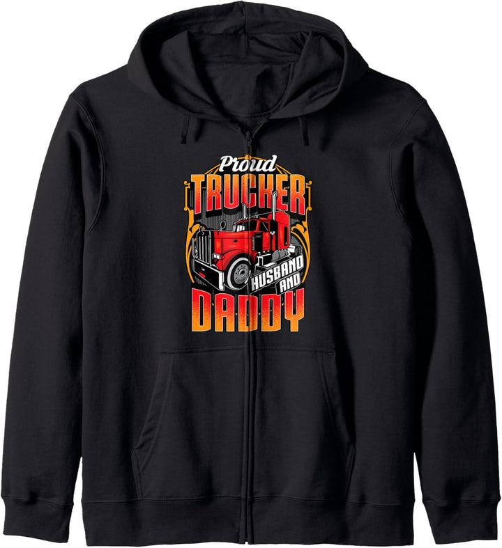 Proud Trucker Ehemann Daddy Grafik für LKW-Fahrer Geschenk Kapuzenjacke