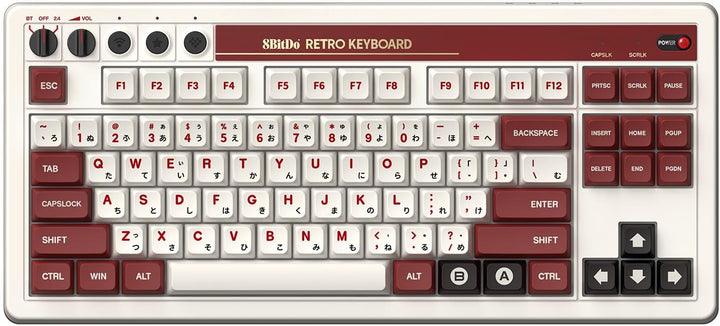 8Bitdo Retro Mechanical Keyboard, Bluetooth/2.4G/USB-C Hot Swappable Gaming Keyboard with 87 Keys, D