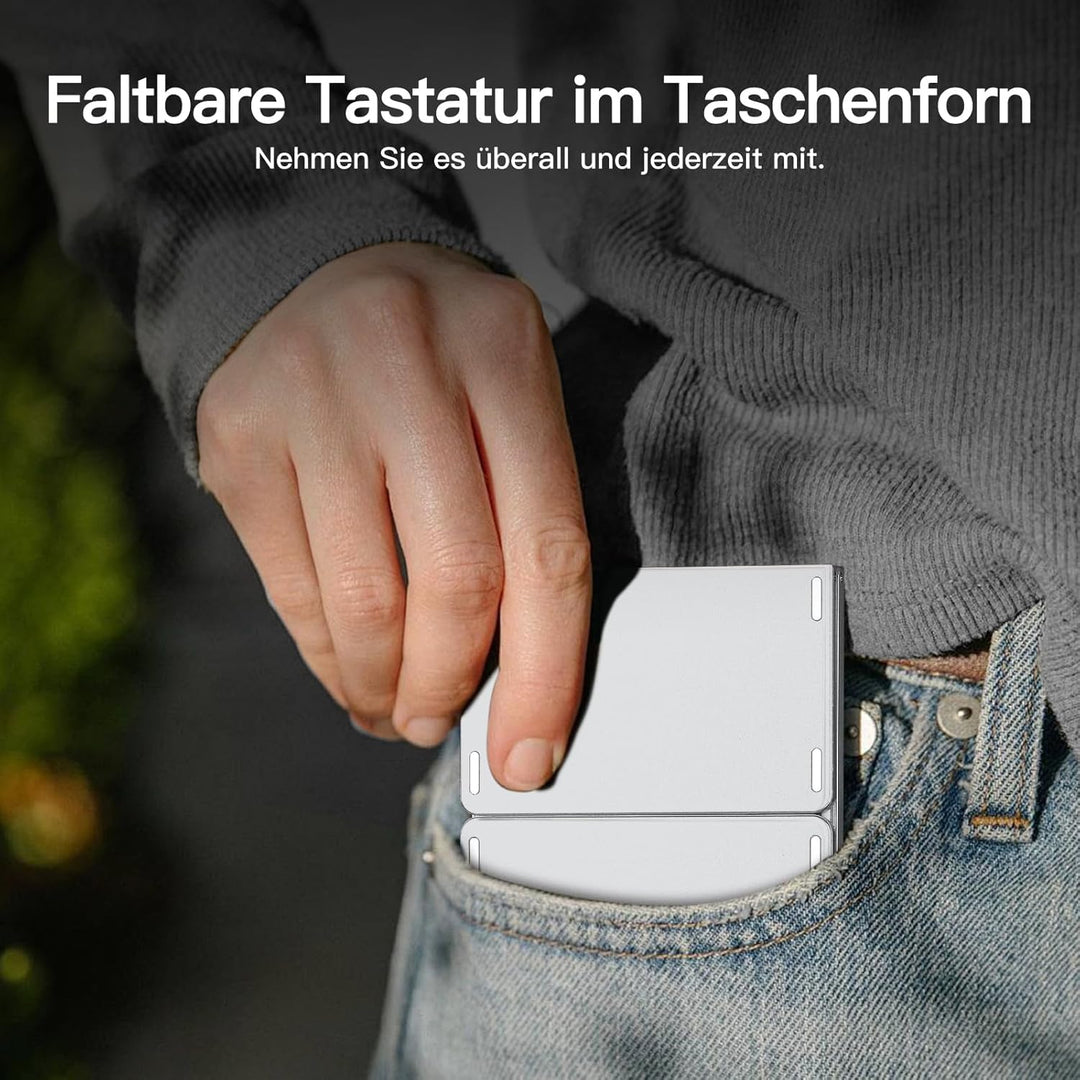 Vobafe Bluetooth Faltbare Tastatur mit Touchpad Kabellose Klappbare, Tragbare Mini Tastatur mit 3 Bl