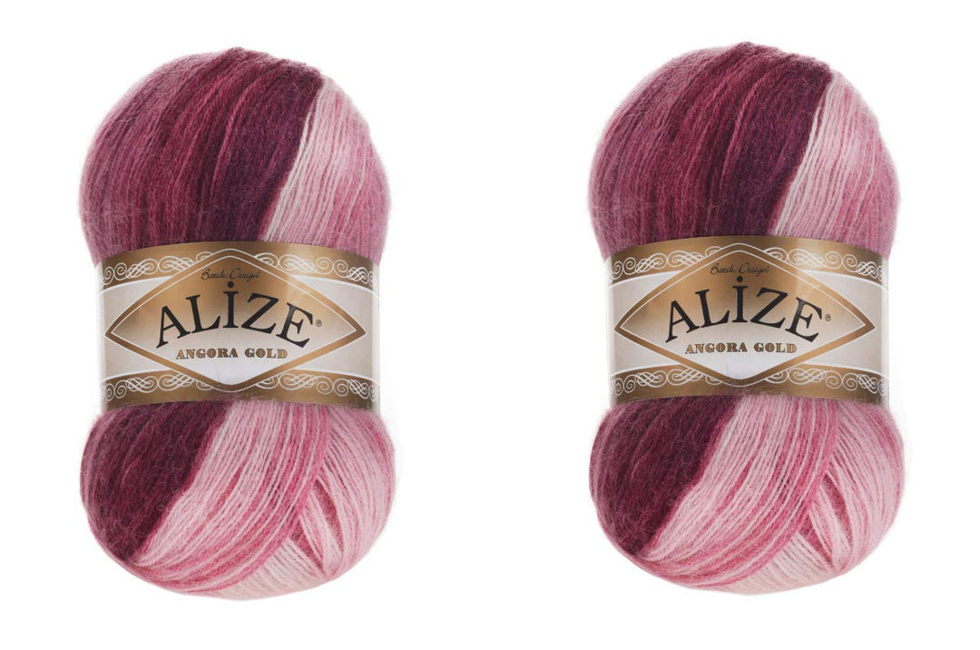 Alize Angora Gold Batik-Garn, 20% Wolle, 80% Acryl, 2 Knäuel, 200 g, 1204 m, Häkelgarn, Spitze, Hand