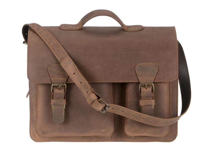 Ruitertassen Lehrertasche Leder Damen Herren Schultasche Aktentasche 2 Fächer Ranger braun