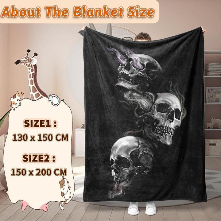 Halloween Decke Kuscheldecken Totenkopf Flanell Decke,3D Skull Motiv Flauschige Plüsch Decke,Wohndec