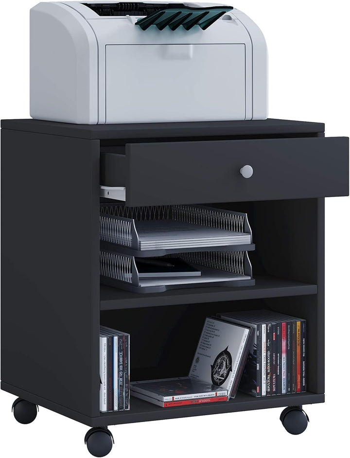 VCM Rollcontainer 45x38x54 cm 2 Fächer 1 Schublade Serie Salda Schwarz, Schwarz