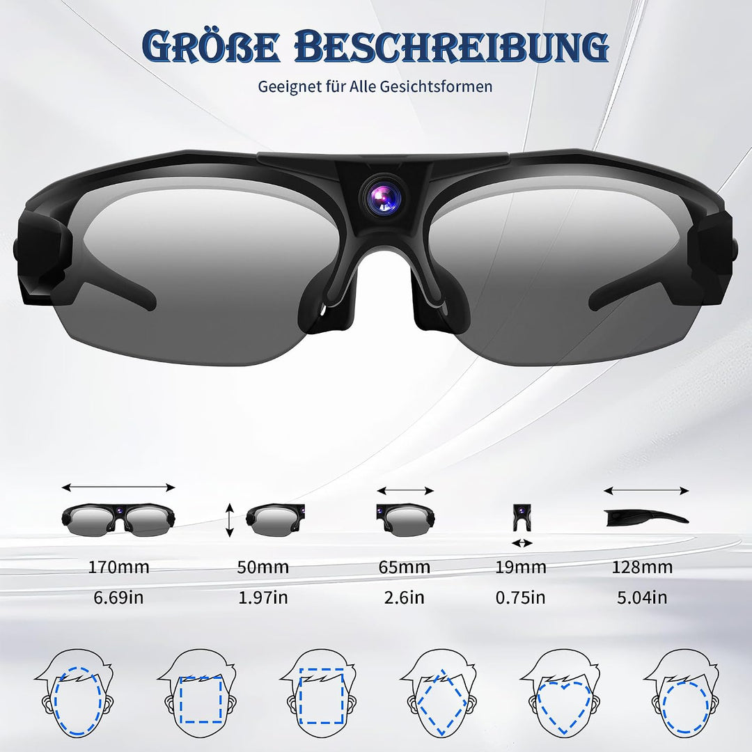 UYIKOO Mini Kamera Sonnenbrille, WiFi Kleine Kamera Sport Kamerabrille 1080P HD Mikro Videokamera mi