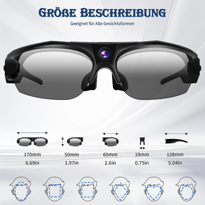 UYIKOO Mini Kamera Sonnenbrille, WiFi Kleine Kamera Sport Kamerabrille 1080P HD Mikro Videokamera mi