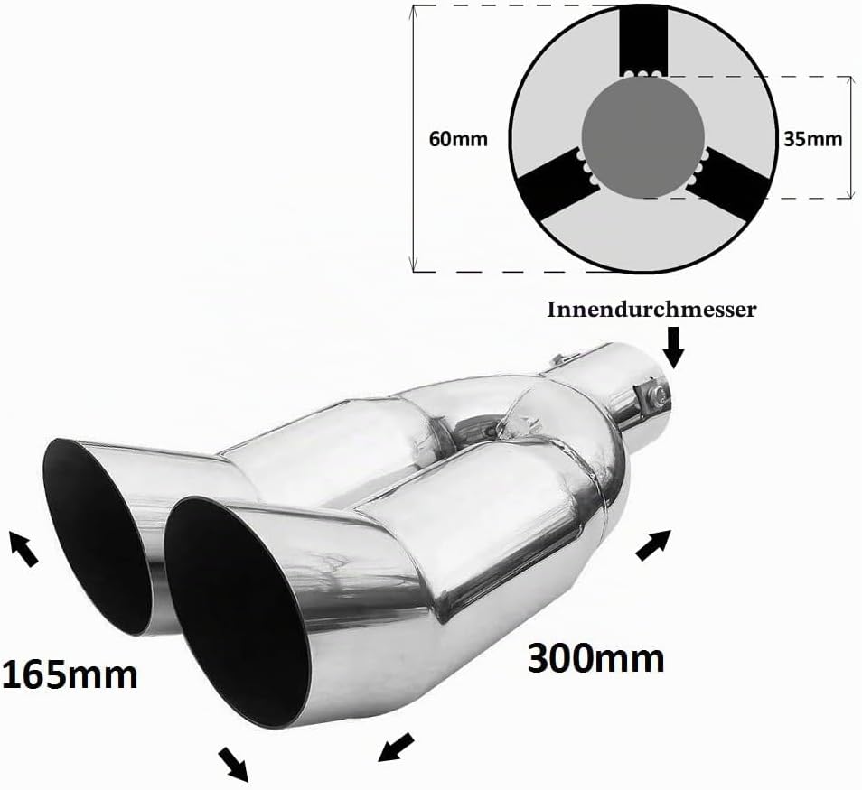 Doppel Auspuffblende Endrohr Auspuff Universell Schalldampfer Doppelendrohr Sport Sportauspuff Endro
