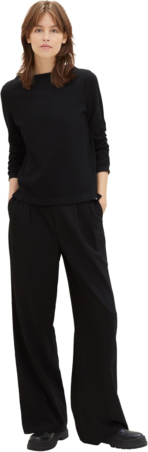 Tom Tailor Denim Damen 1034290 Sweatshirt mit Raffarm (1er Pack) S 14482 - Deep Black, S 14482 - Dee