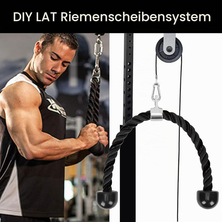 LAPONO Nylon Trizepsseil, Kraftstation Trizeps Seil Pull Down Gedrehtes Seil Trizepstau zum Herunter
