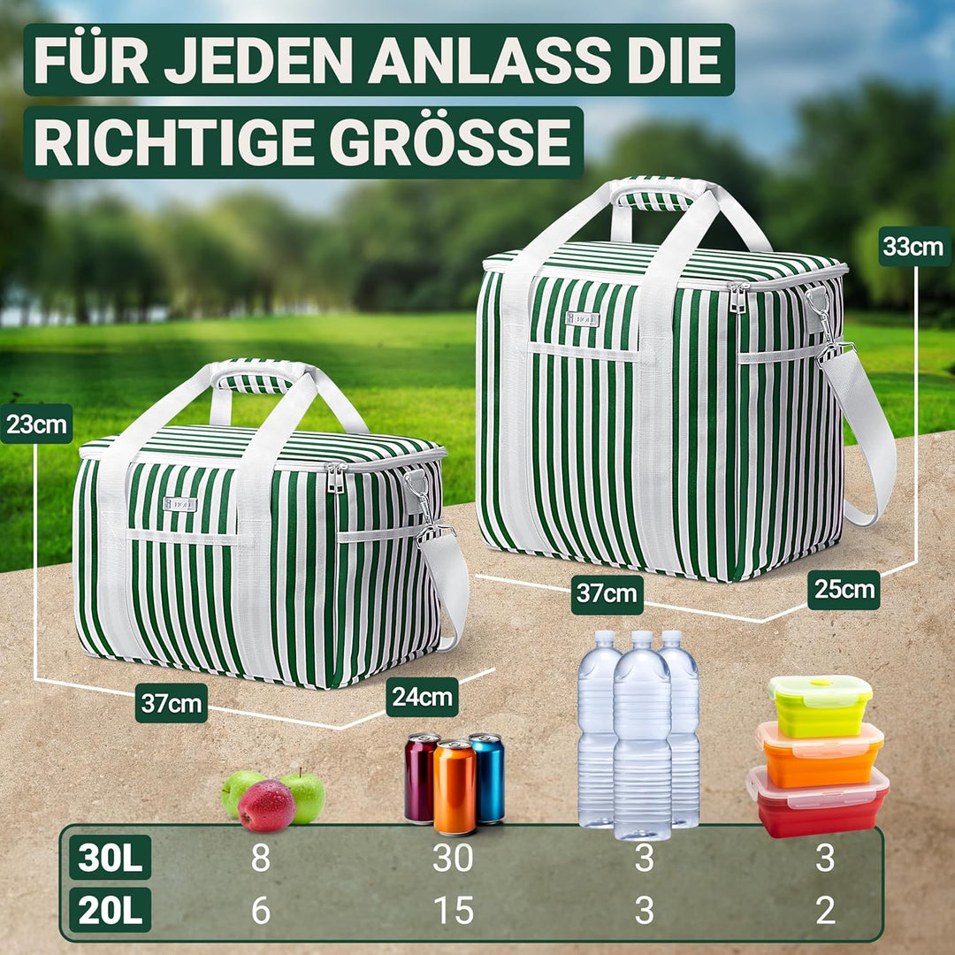 HOEL Kühltasche gross 20L &amp; 30L faltbar - Isolierte Thermotasche - Lunchtasche wasserdicht &amp; auslauf