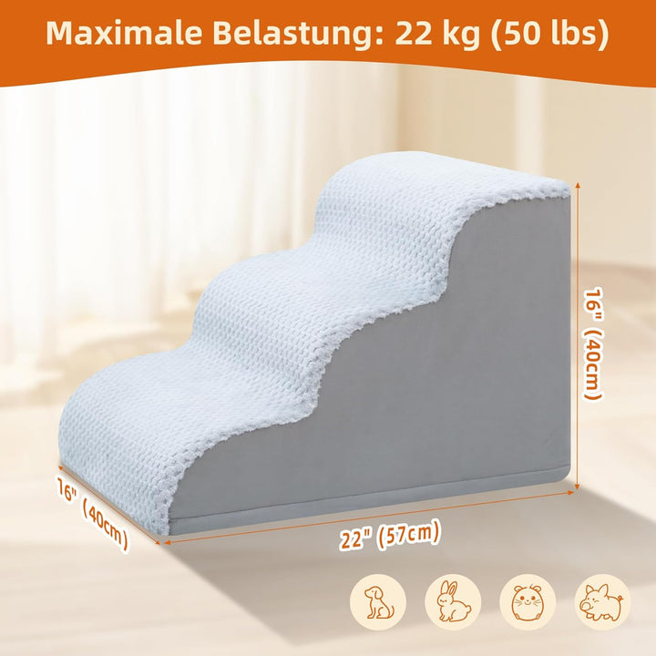 KSIIA Hundetreppe 3 Stufen, 40cm Hoch Haustiertreppe Hundetreppe für Kleine Hunde, Katzentreppe Hund