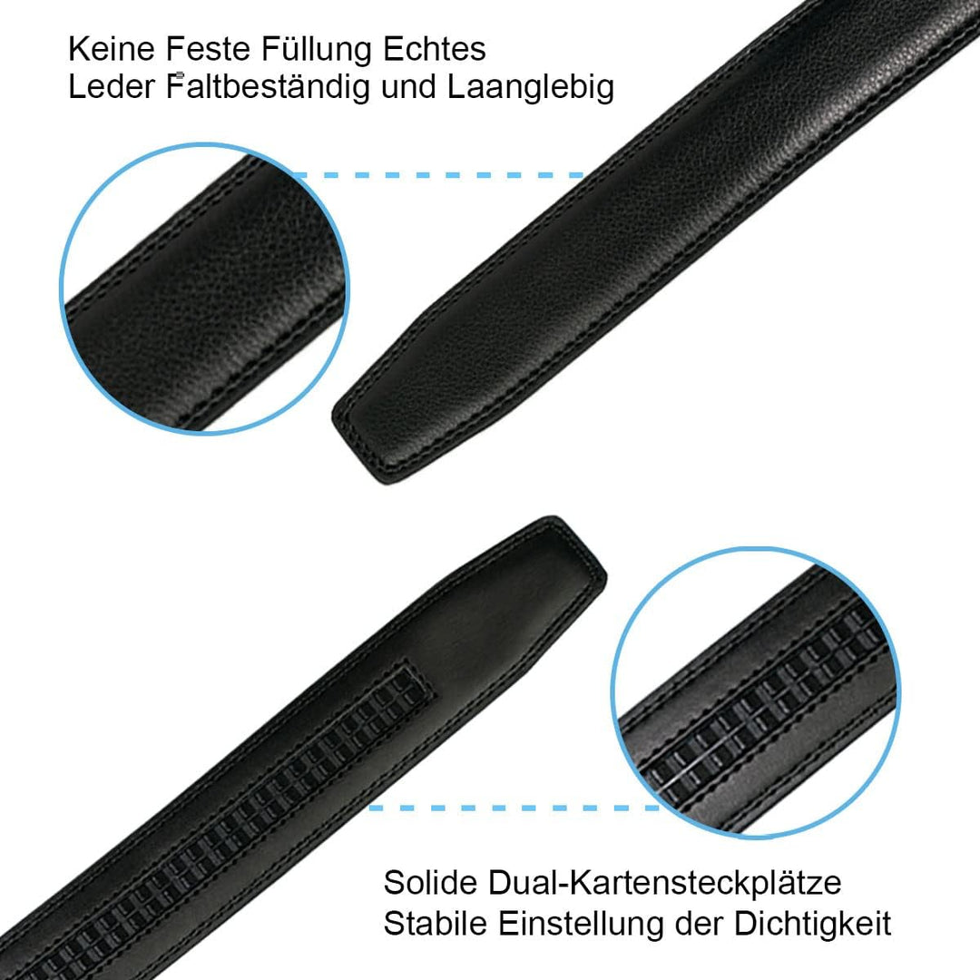 Chaberlu Automatik gürtel herren 2 Stücke, Ledergürtel Ratsche Automatikschliesse Business Anzug Gür