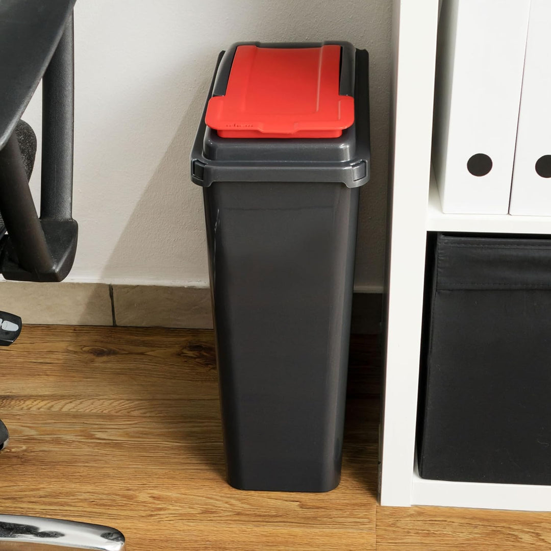 Mülltonne 25 Liter Schwarz-Blau, Mülleimer Küche, Mülltrennsystem, Abfalleimer Küche, Trash Bin, Mis