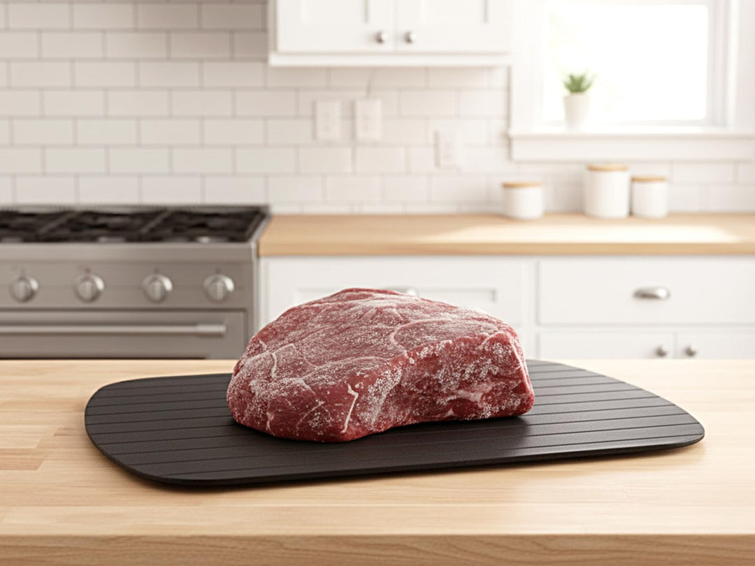 Auftauplatte aus Aluminium 35 x 24,5 cm – Schnellauftauplatte für Fleisch, Fisch & Gemüse – Natürlic