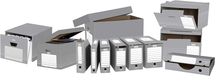 Elba Systemcontainer Tric, 10 Stück, grau mit weissem Druck, 34,5 x 45 x 28 cm Systemcontainer mit K