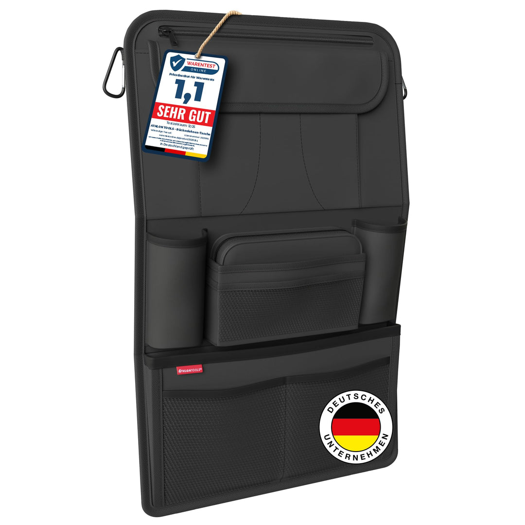 ATHLON TOOLS Der stabilste Autositz-Organizer - mit verstärkter Rückwand - Lebensmittelecht - mit in