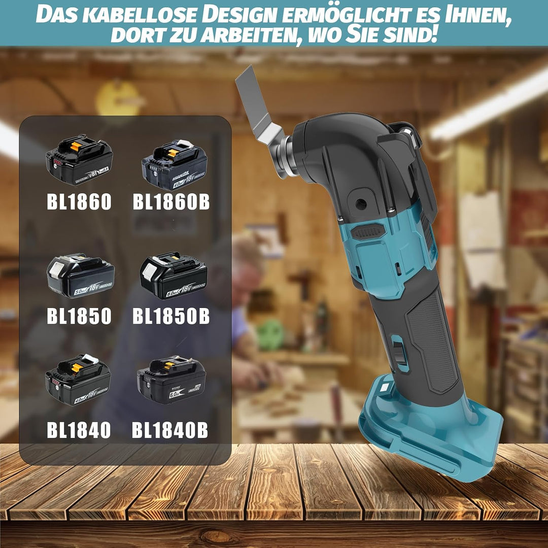 Oszillations werkzeug Ersatz für Makita DTM51Z, mit 2pcs 3000mah Batterie, 6 Variable Drehzahlen, 22