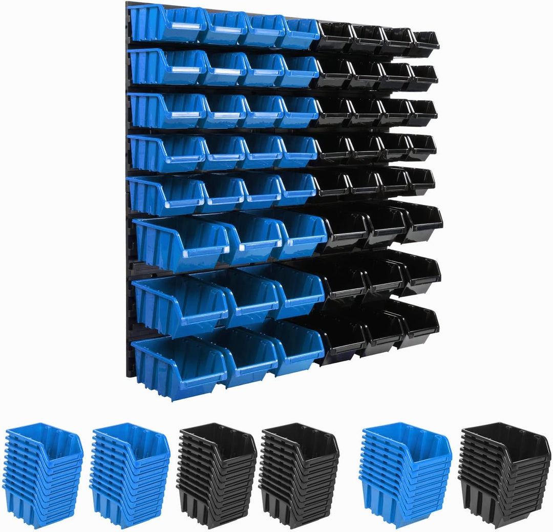 Lagersystem Wandregal 770 x 780 mm | 58 stck. Box | Stapelboxen Schüttenregal Sichtlagerkästen | Ext