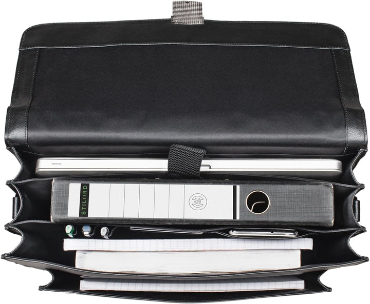 STILORD 'Angelo' Vintage Aktentasche Echtleder mit 15.6 Zoll Laptop-Fach Grosse Businesstasche mit Z