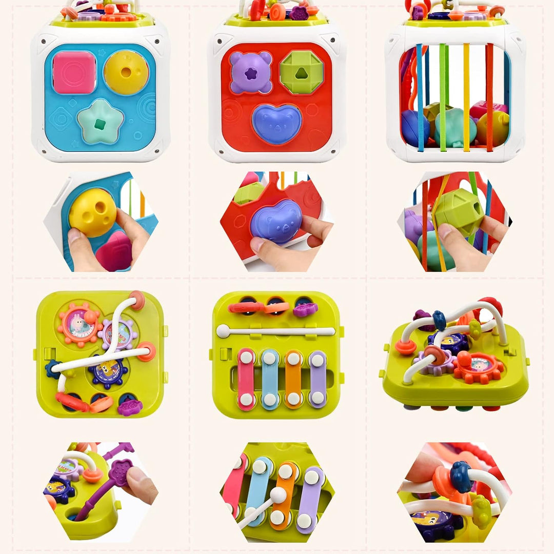 spielzeug ab 1 2 Jahr, 7 in 1 Montessori Babyspielzeug Motorikschleife Activity Center Motorikspielz