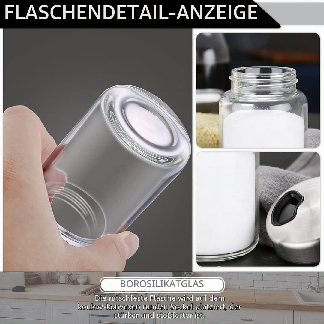 aiface Gewürzgläser mit Drehdeckel 2 Stück, Gewürzdosen aus Borosilikatglas, 200ml Gewürzstreuer mit