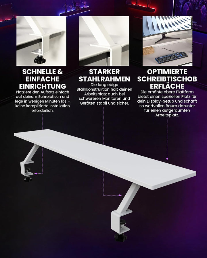 Arozzi Desk Riser Gross – Monitorständer für Zwei Bildschirme, Zusätzliche Schreibtischablage, Robus