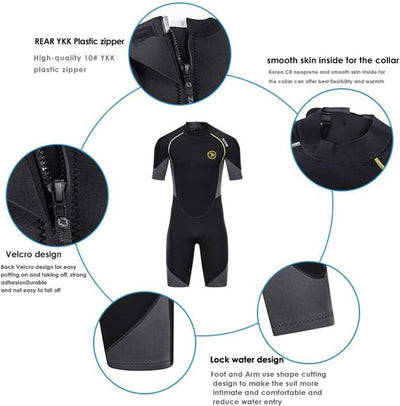 ZCCO Herren Shorty Neoprenanzüge 1,5 mm Premium Neopren-Reissverschluss Kurzarm zum Tauchen, Speerfi