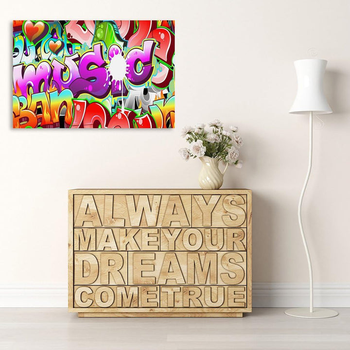 Feeby Bilder Inschrift Graffiti Musik 70x50 cm Wohnzimmer Schlafzimmer Büro Flur Küche Wandbilder Mo