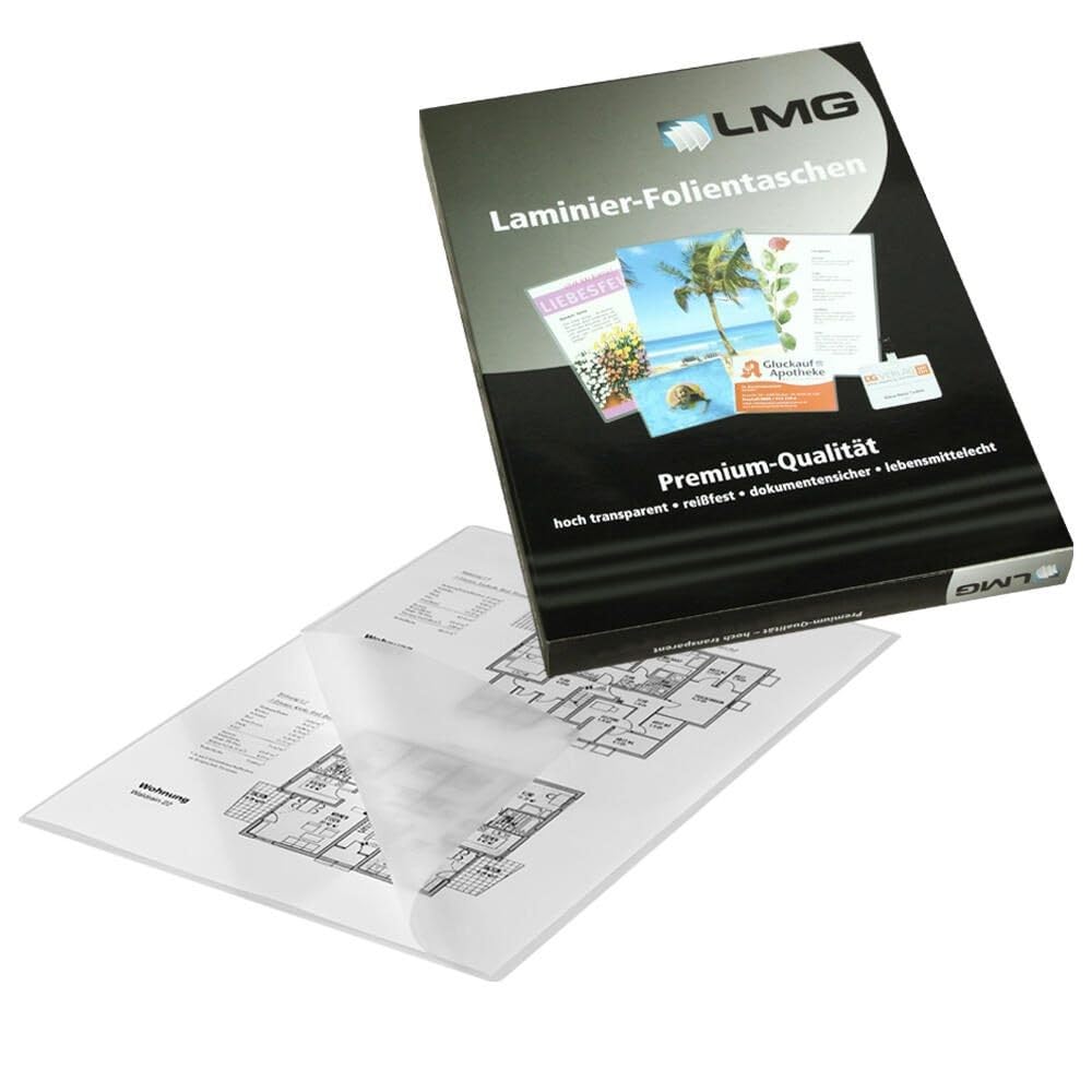 LMG LMGA4-250 Laminierfolien A4, 216 x 303 mm, 2 x 250 mic, 100 Stück