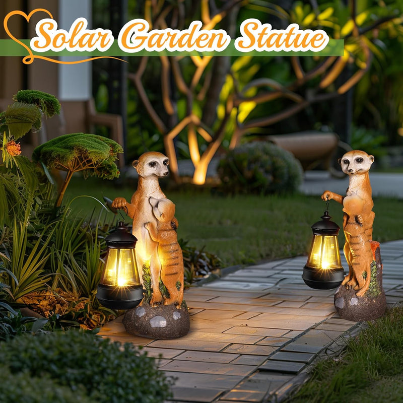 Linkax Geschenke für Frauen Mama Oma, Solar Gartenfiguren Erdmännchen Gartendeko für Draussen, Gebur