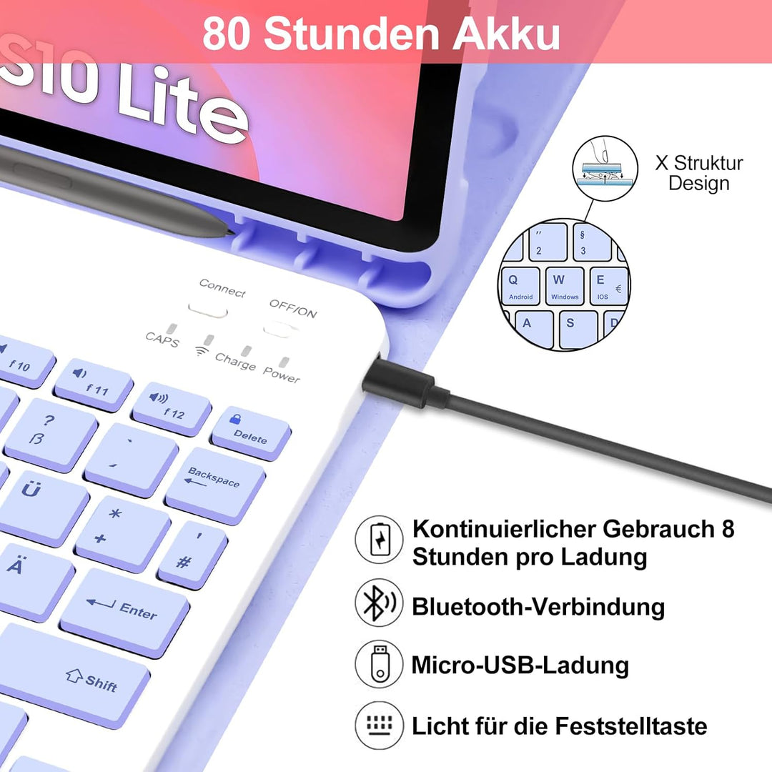 Lachesis Tastatur Hülle für Samsung Galaxy S10 Lite/S10 FE/S9 FE 10.9 Zoll/Tab S9 11 Zoll, Schutzhül