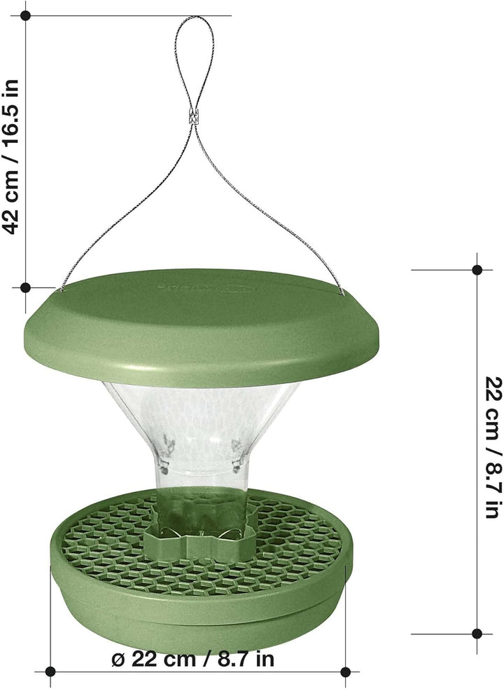 SWISSINNO Vogelfutterhaus zum Aufhängen – Davos SMART Birds - Vogelfutterspender mit Auffangschale -