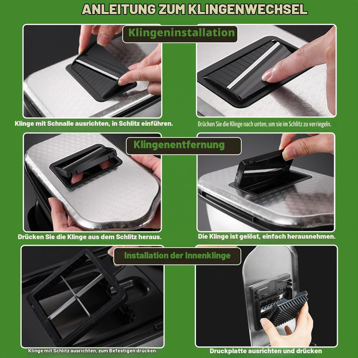 Dicer Smart 9-in-1, Edelstahl Gemüseschneider Und Mandoline Gemüsehobel Set (11 Teile), Julienne- un
