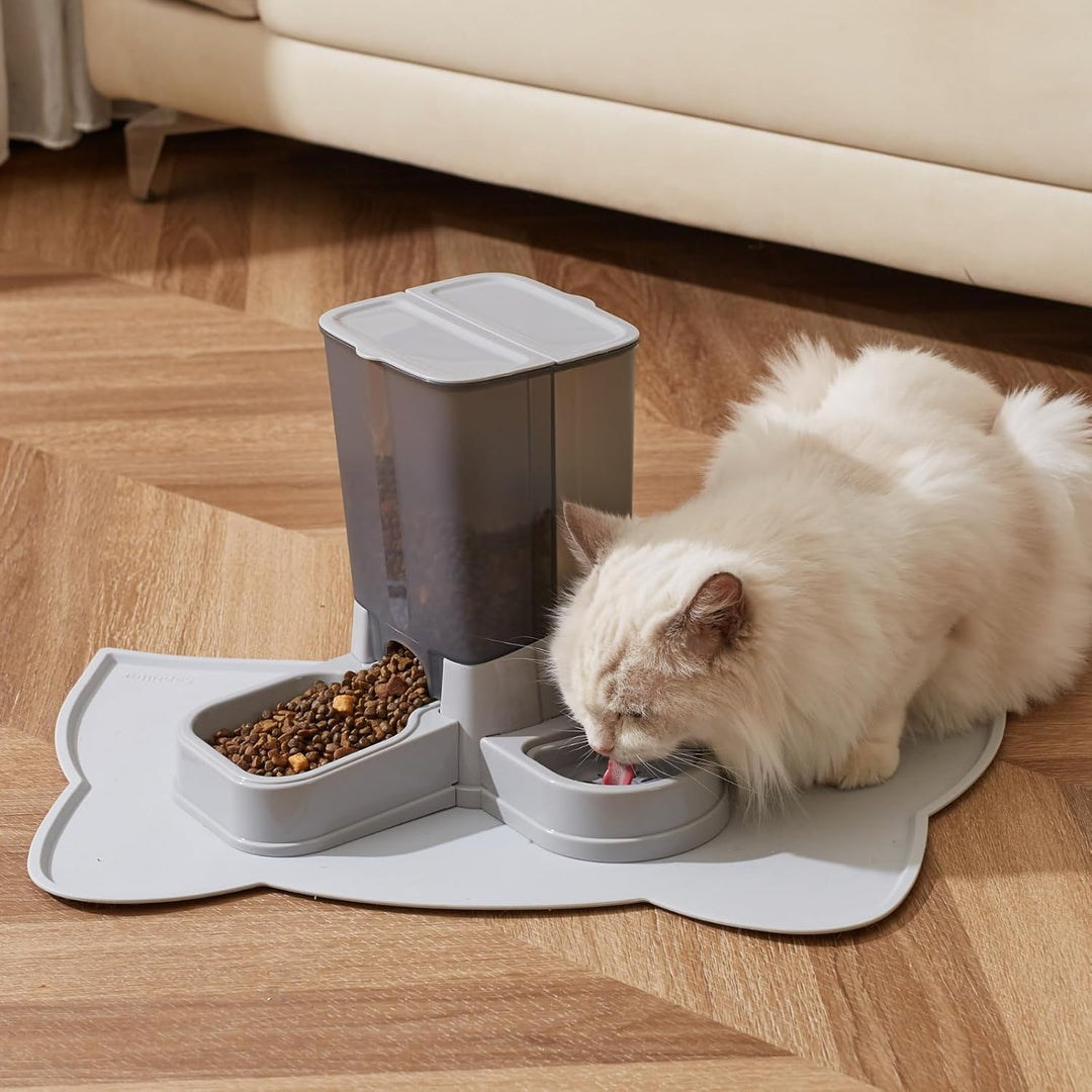 Automatischer 2-in-1 Futterautomat für Haustiere, Abnehmbarer Futter und Wasserspender für Katzen un