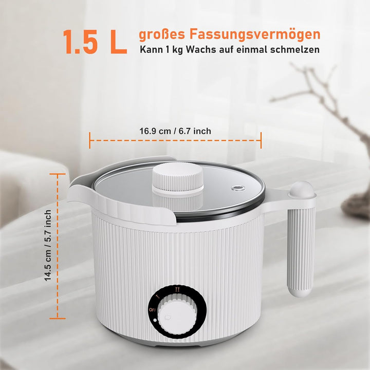 venpow Wachsschmelztopf mit Ausgiesser, kerzen selber machen set für erwachsene Anfänger, 1,5L gross