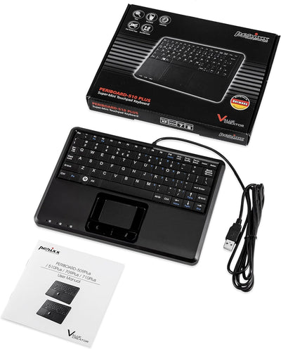 Perixx PERIBOARD-510HPLUS, Super Mini Tastatur schnurgebunden mit Touchpad und USB Hub - US English