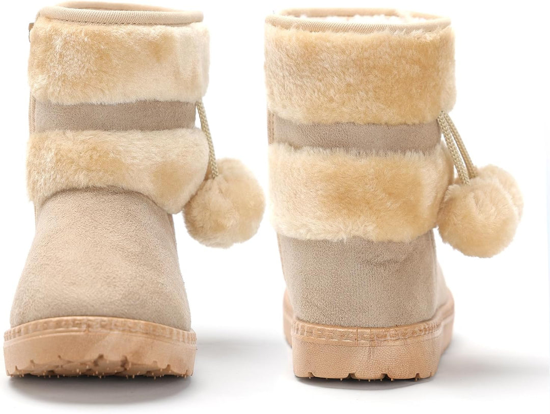 Mädchen Warm Schneestiefel Kinder Plüsch Kurz Winterstiefel | Bequem Gefütterte Winterschuhe Flach r